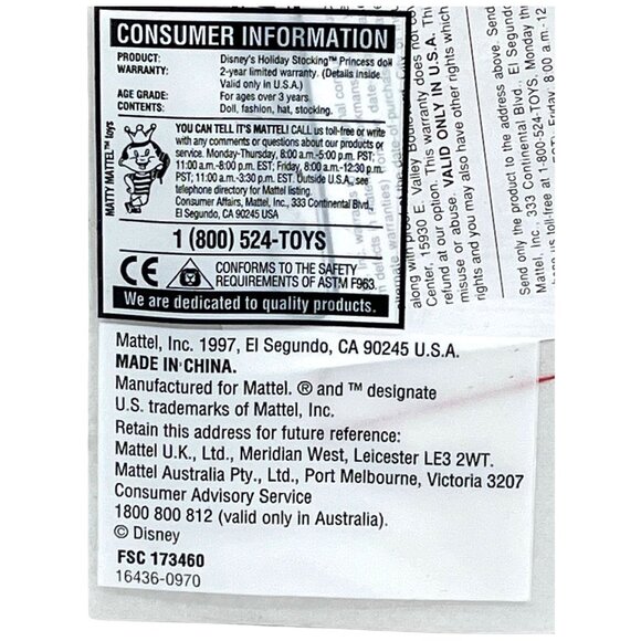 Disney Holiday Stocking Princess Belle Doll In Red Christmas Stocking By Avon - Picture 3 of 9